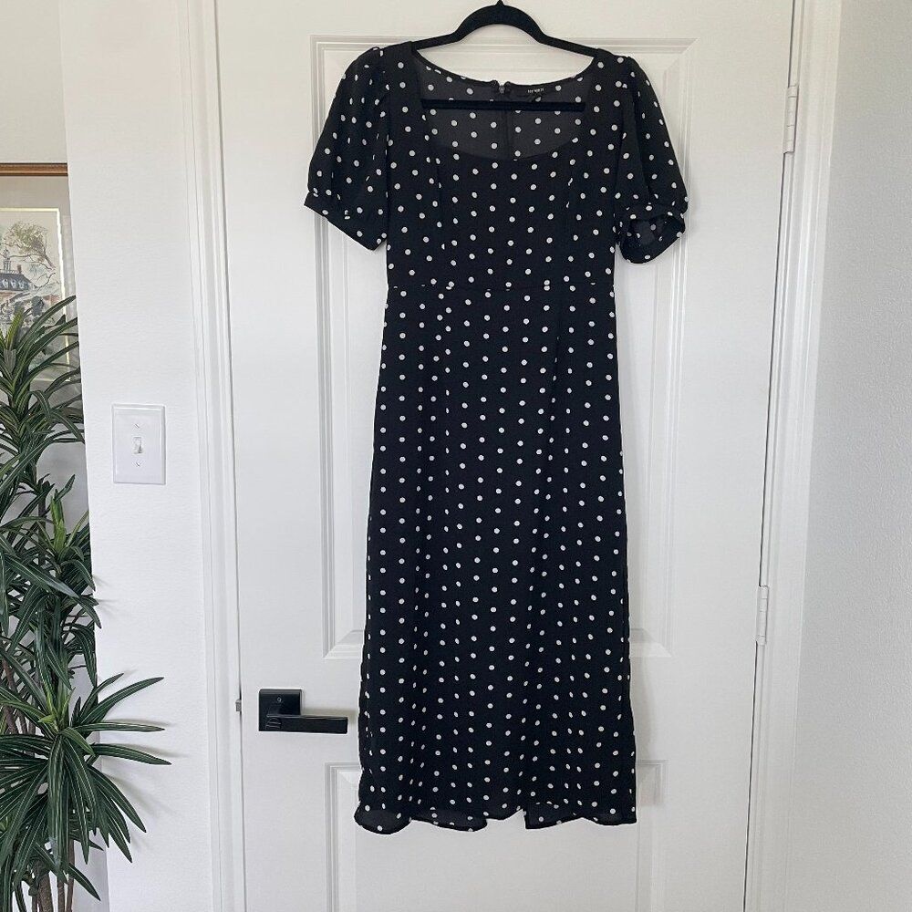 Forever 21 Polka Dot Midi Dress – Size M, Square Neckline, Lined